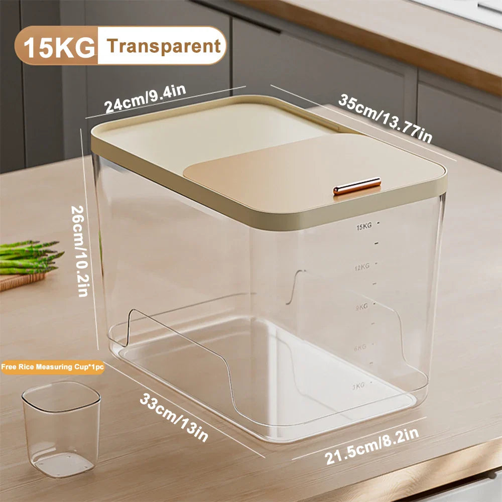 10KG Storage Container – Sealed Cereal, Pet Food, Rice, or Flour  Dispenser with Buckle